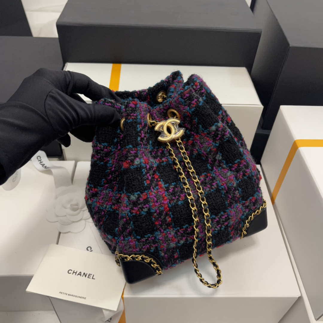Chanel AS2318 Bucket 22K Purple Tweed Bag
