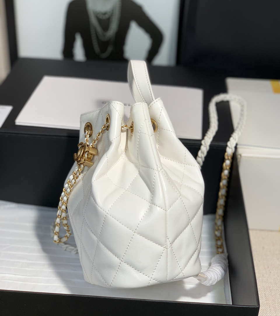 Chanel AS2318 Bucket Bag Lambskin White