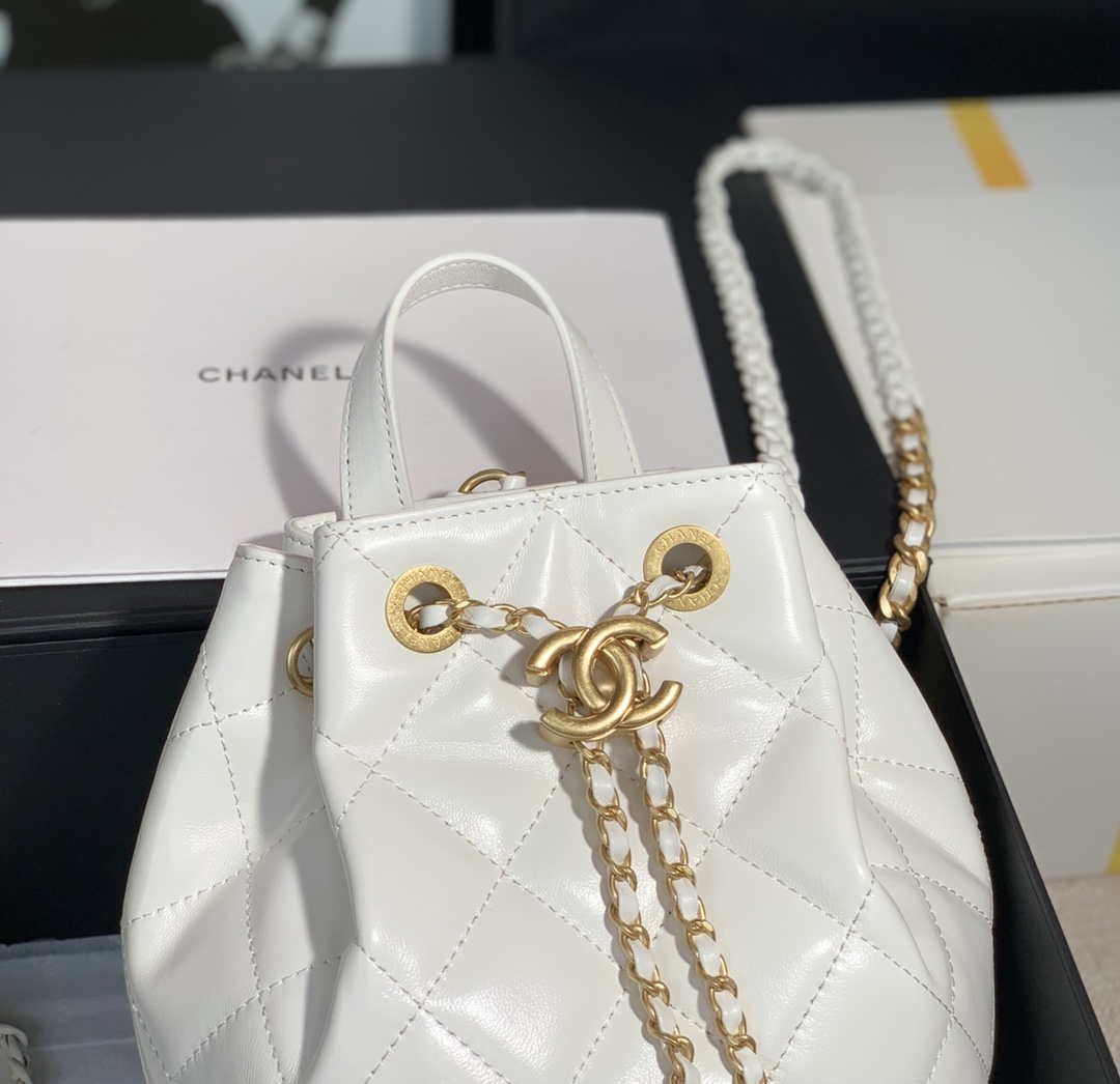 Chanel AS2318 Bucket Bag Lambskin White - Default Title - View 5