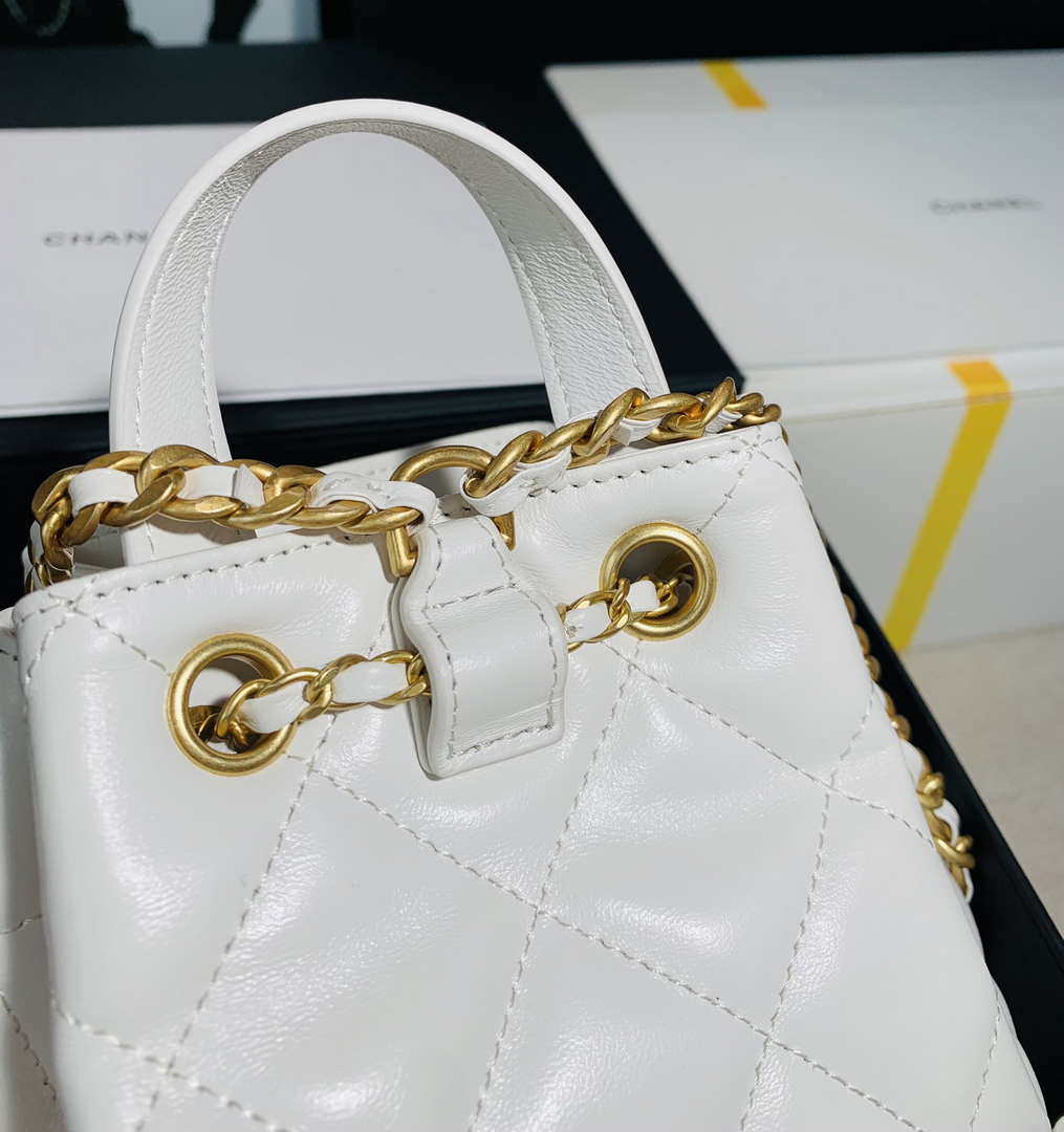 Chanel AS2318 Bucket Bag Lambskin White