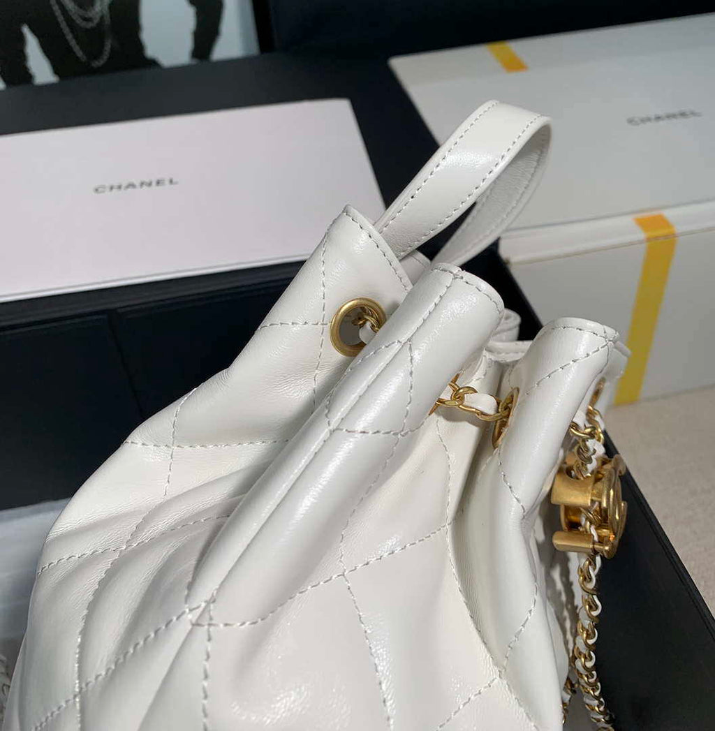 Chanel AS2318 Bucket Bag Lambskin White