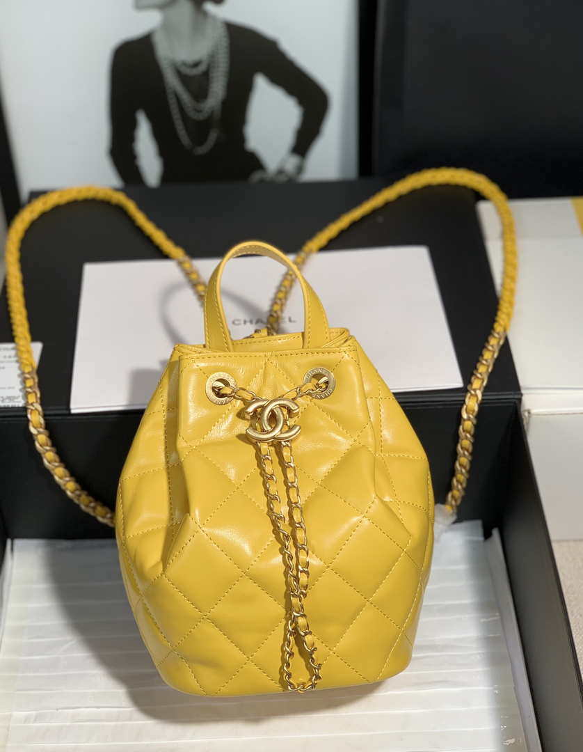 Chanel AS2318 Bucket Bag Lambskin Yellow - Default Title - View 1