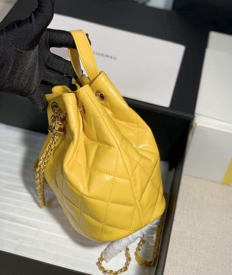 Chanel AS2318 Bucket Bag Lambskin Yellow - Default Title - View 3