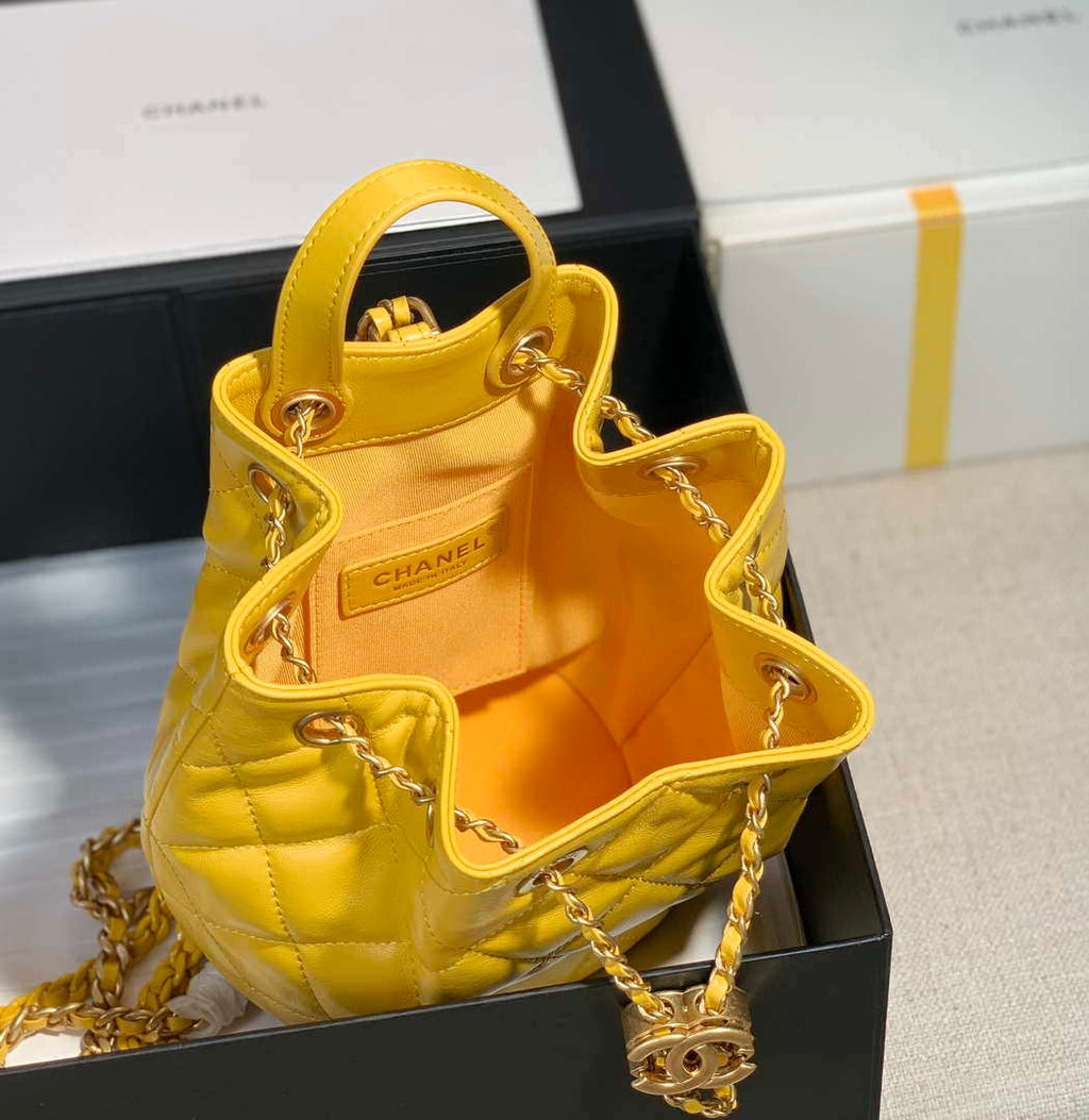 Chanel AS2318 Bucket Bag Lambskin Yellow