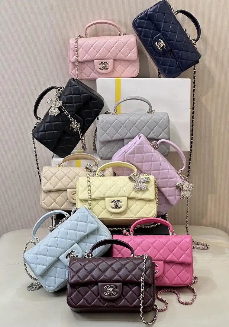 Chanel AS2431 Mini Classic Handbag With Top Handle CC19040  Strass & Gold-Tone Metal