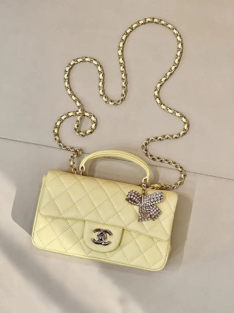 Chanel AS2431 Mini Classic Handbag With Top Handle CC19040  Strass & Gold-Tone Metal