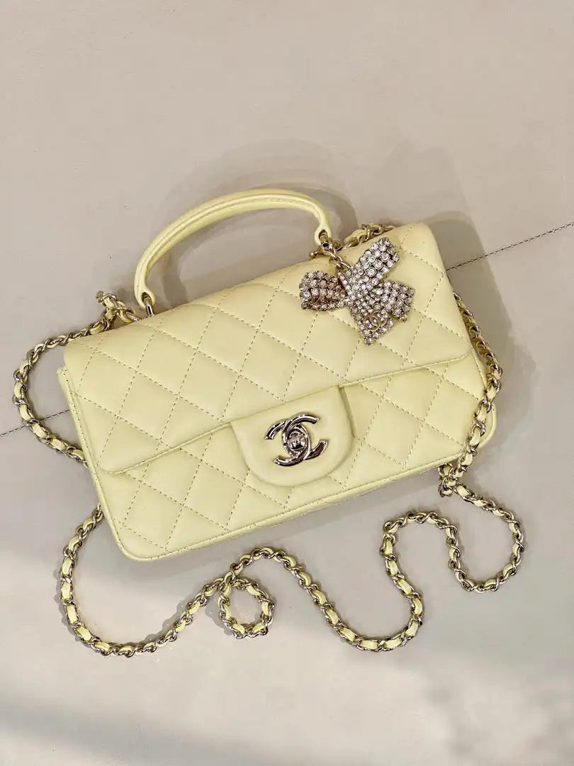 Chanel AS2431 Mini Classic Handbag With Top Handle CC19040  Strass & Gold-Tone Metal