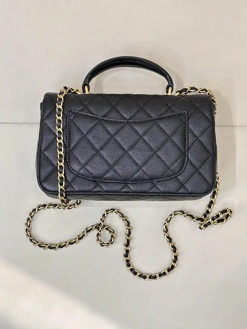 Chanel AS2431 Mini Classic Handbag With Top Handle CC19050 Calfskin Black