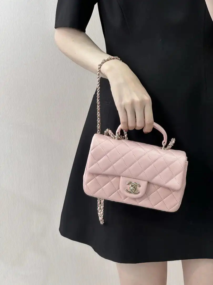 Chanel AS2431 Mini Classic Handbag With Top Handle CC19041 Strass & Gold-Tone Metal