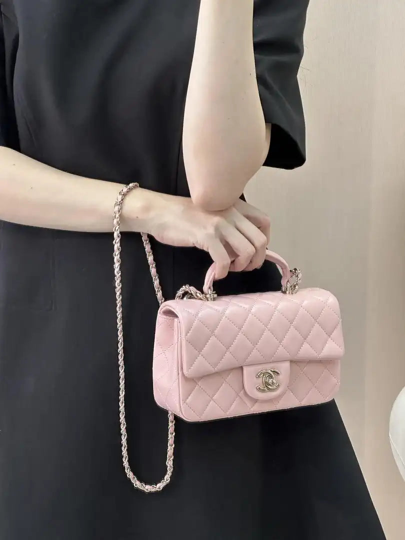 Chanel AS2431 Mini Classic Handbag With Top Handle CC19041 Strass & Gold-Tone Metal