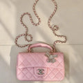 Chanel AS2431 Mini Classic Handbag With Top Handle CC19041 Strass & Gold-Tone Metal