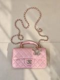 Chanel AS2431 Mini Classic Handbag With Top Handle CC19041 Strass & Gold-Tone Metal