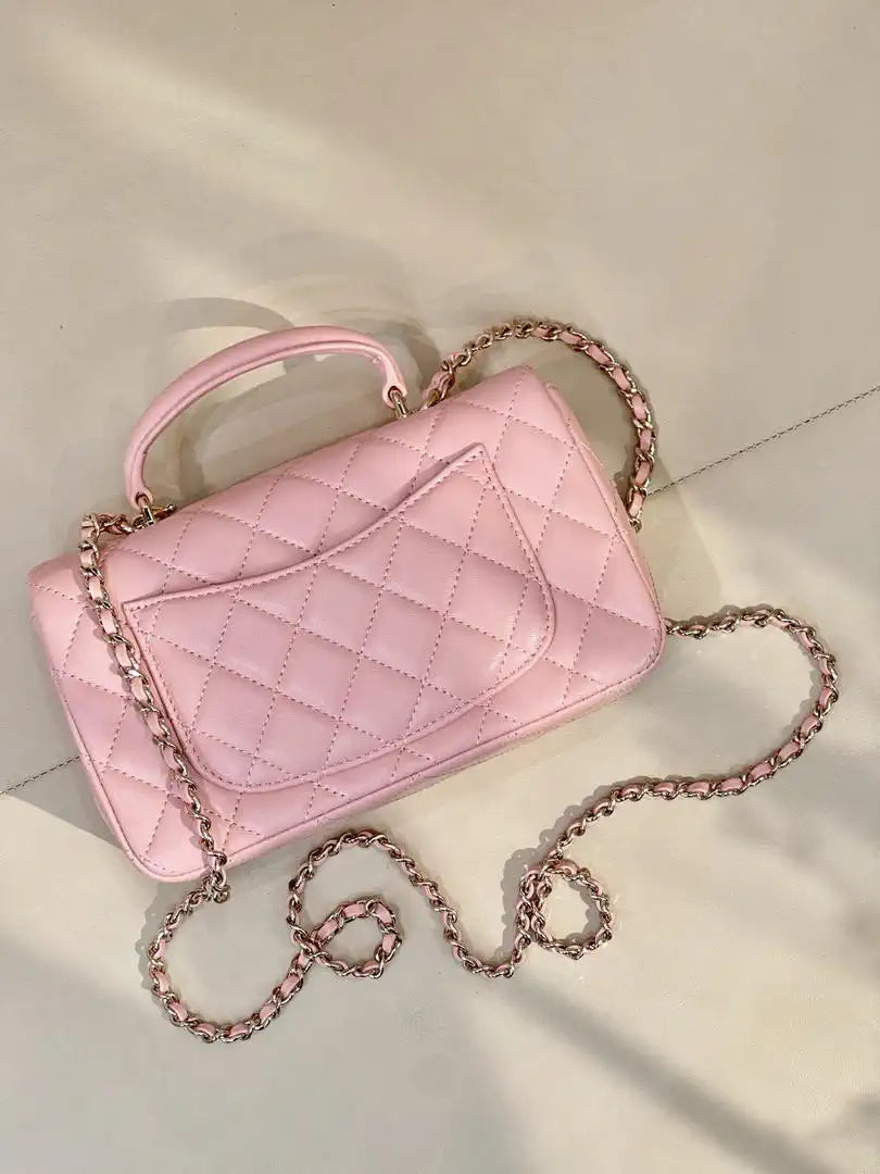 Chanel AS2431 Mini Classic Handbag With Top Handle CC19041 Strass & Gold-Tone Metal