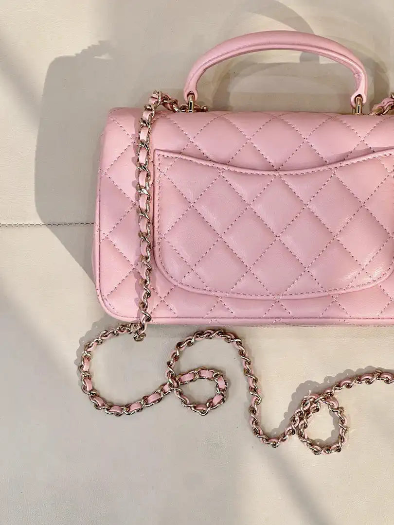 Chanel AS2431 Mini Classic Handbag With Top Handle CC19041 Strass & Gold-Tone Metal