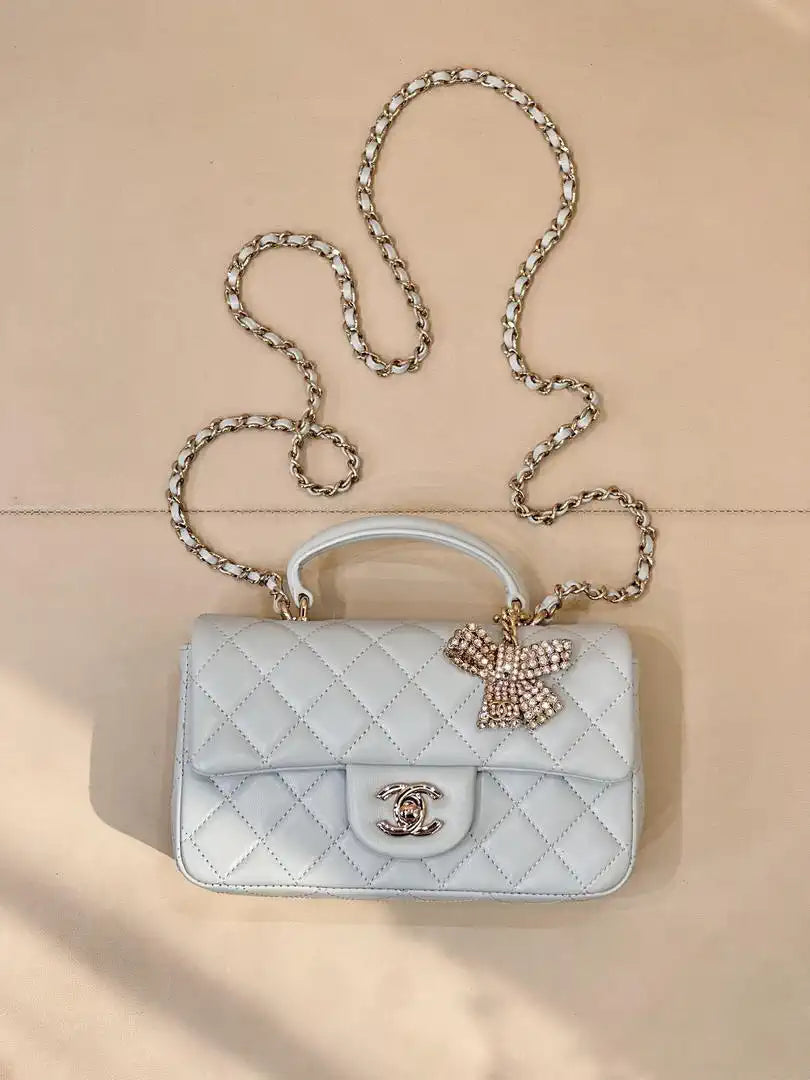 Chanel AS2431 Mini Classic Handbag With Top Handle CC19042  Strass & Gold-Tone Metal