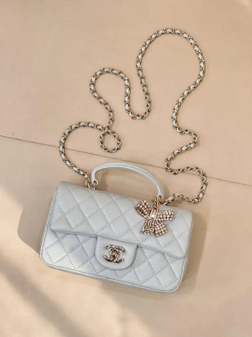 Chanel AS2431 Mini Classic Handbag With Top Handle CC19042  Strass & Gold-Tone Metal