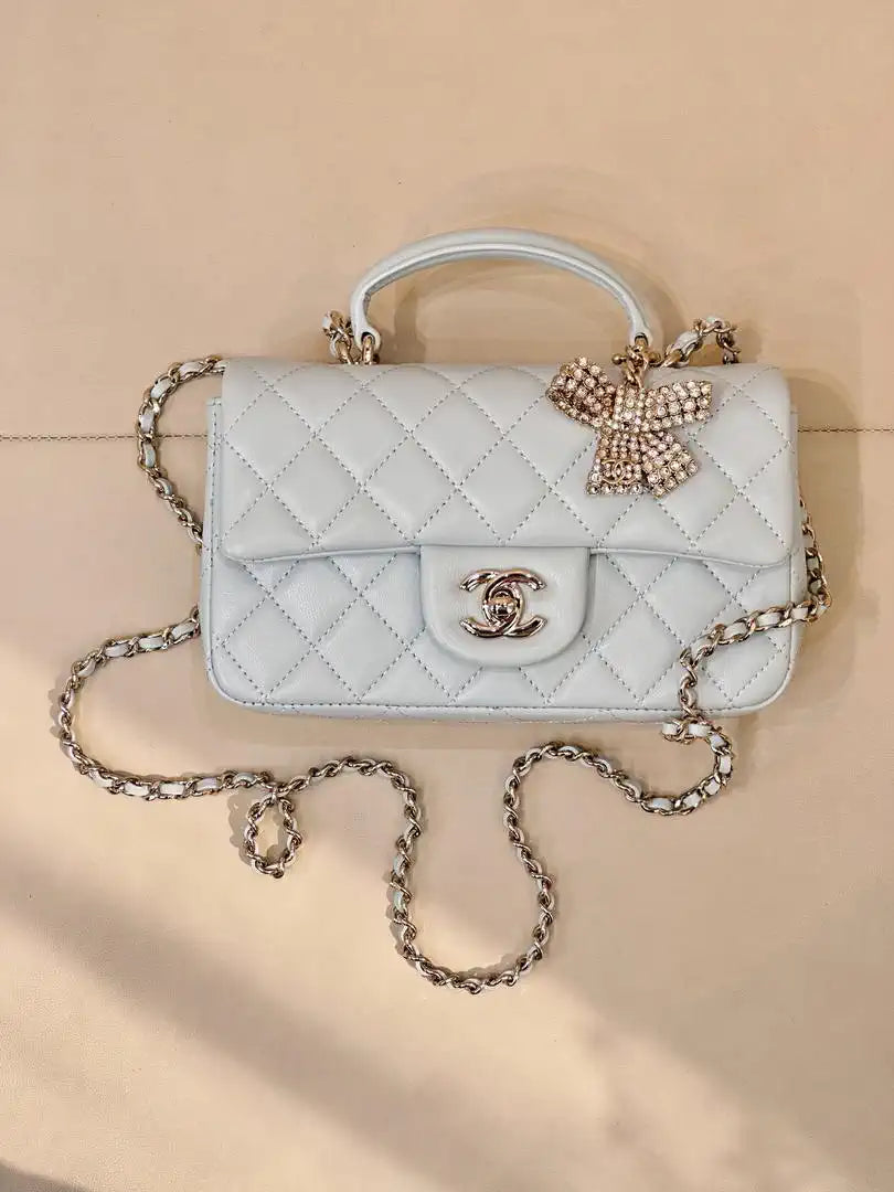 Chanel AS2431 Mini Classic Handbag With Top Handle CC19042  Strass & Gold-Tone Metal