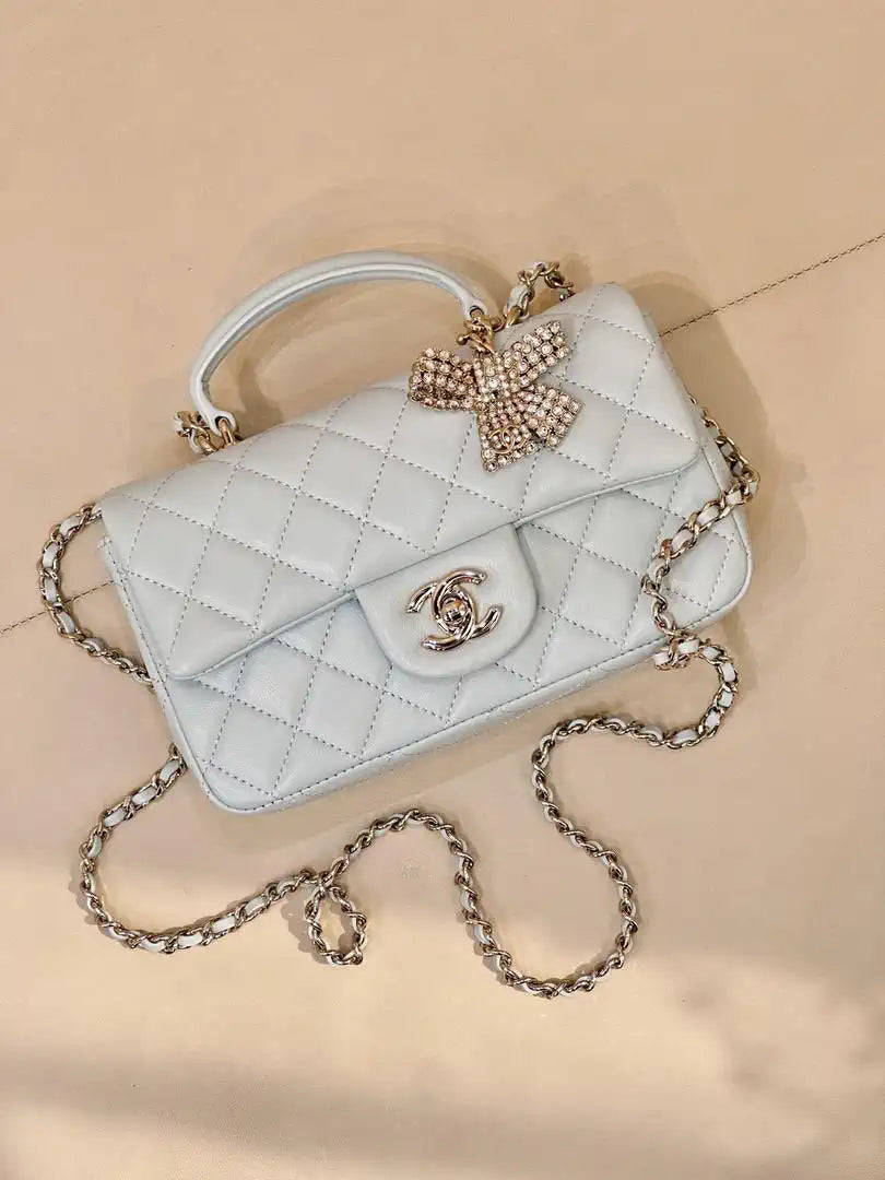 Chanel AS2431 Mini Classic Handbag With Top Handle CC19042  Strass & Gold-Tone Metal
