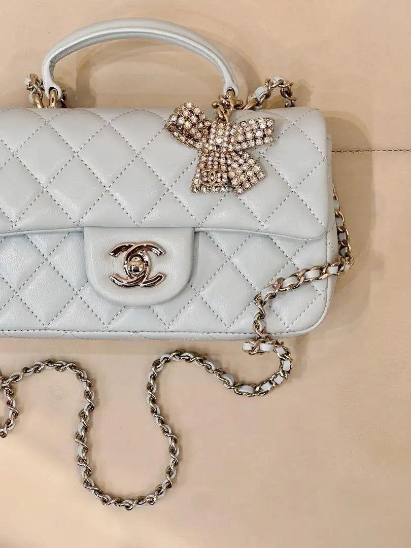Chanel AS2431 Mini Classic Handbag With Top Handle CC19042  Strass & Gold-Tone Metal