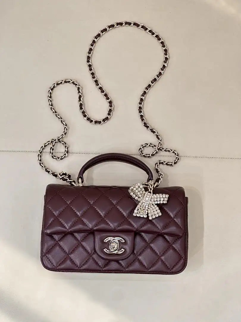 Chanel AS2431 Mini Classic Handbag With Top Handle CC19043  Strass & Gold-Tone Metal