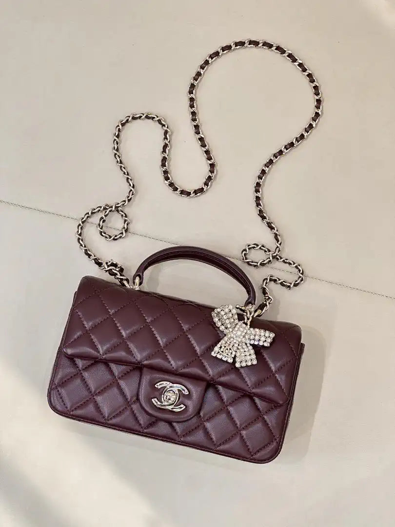 Chanel AS2431 Mini Classic Handbag With Top Handle CC19043  Strass & Gold-Tone Metal