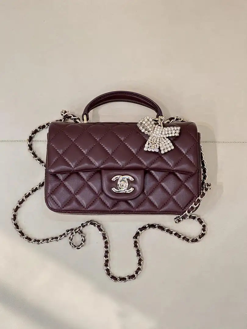 Chanel AS2431 Mini Classic Handbag With Top Handle CC19043  Strass & Gold-Tone Metal