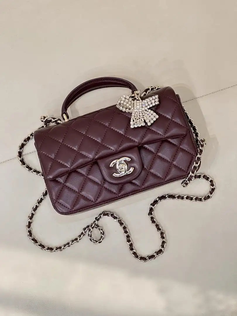 Chanel AS2431 Mini Classic Handbag With Top Handle CC19043  Strass & Gold-Tone Metal