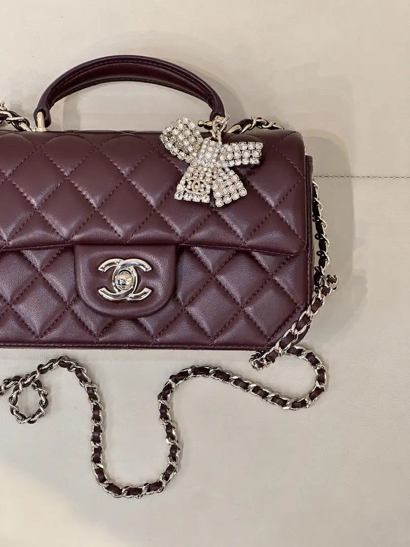 Chanel AS2431 Mini Classic Handbag With Top Handle CC19043  Strass & Gold-Tone Metal