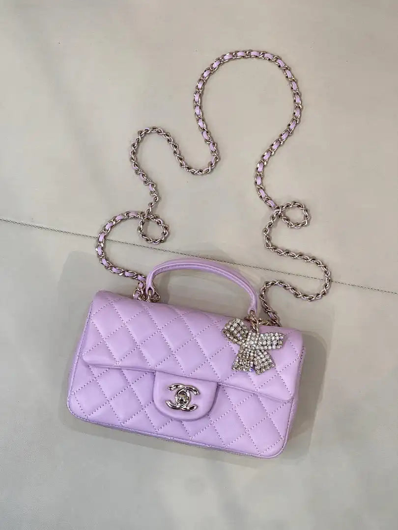 Chanel AS2431 Mini Classic Handbag With Top Handle CC19044  Strass & Gold-Tone Metal