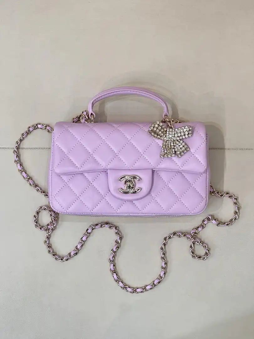 Chanel AS2431 Mini Classic Handbag With Top Handle CC19044  Strass & Gold-Tone Metal