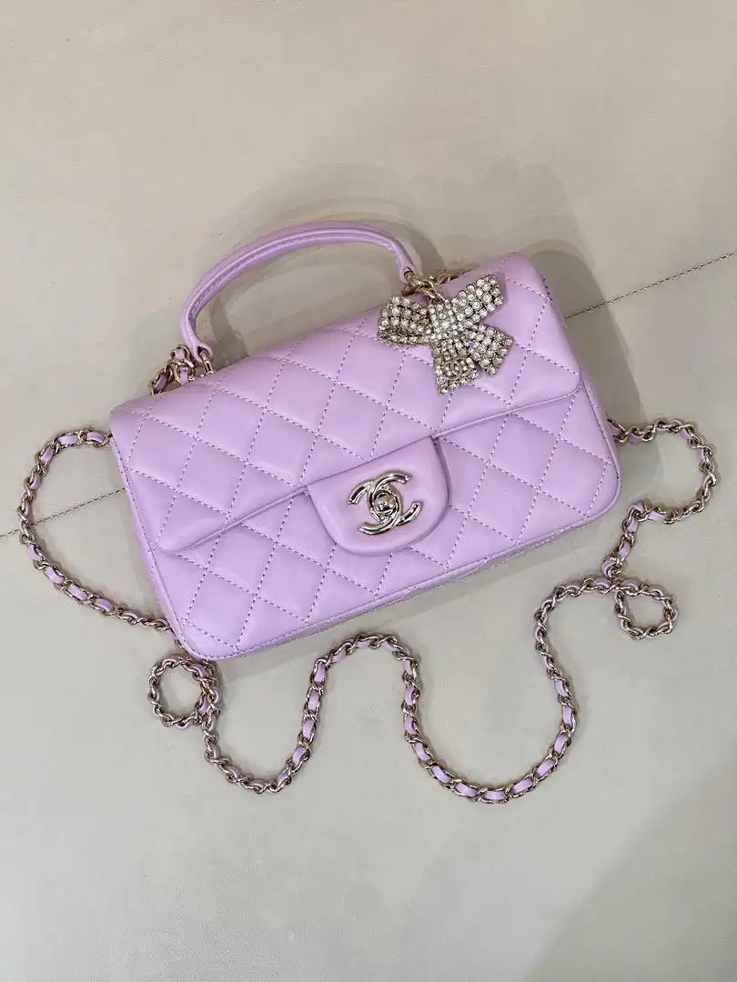 Chanel AS2431 Mini Classic Handbag With Top Handle CC19044  Strass & Gold-Tone Metal