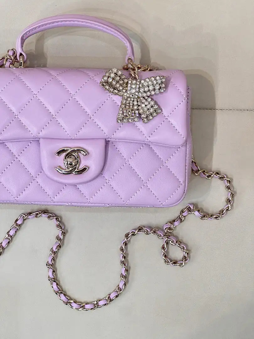 Chanel AS2431 Mini Classic Handbag With Top Handle CC19044  Strass & Gold-Tone Metal