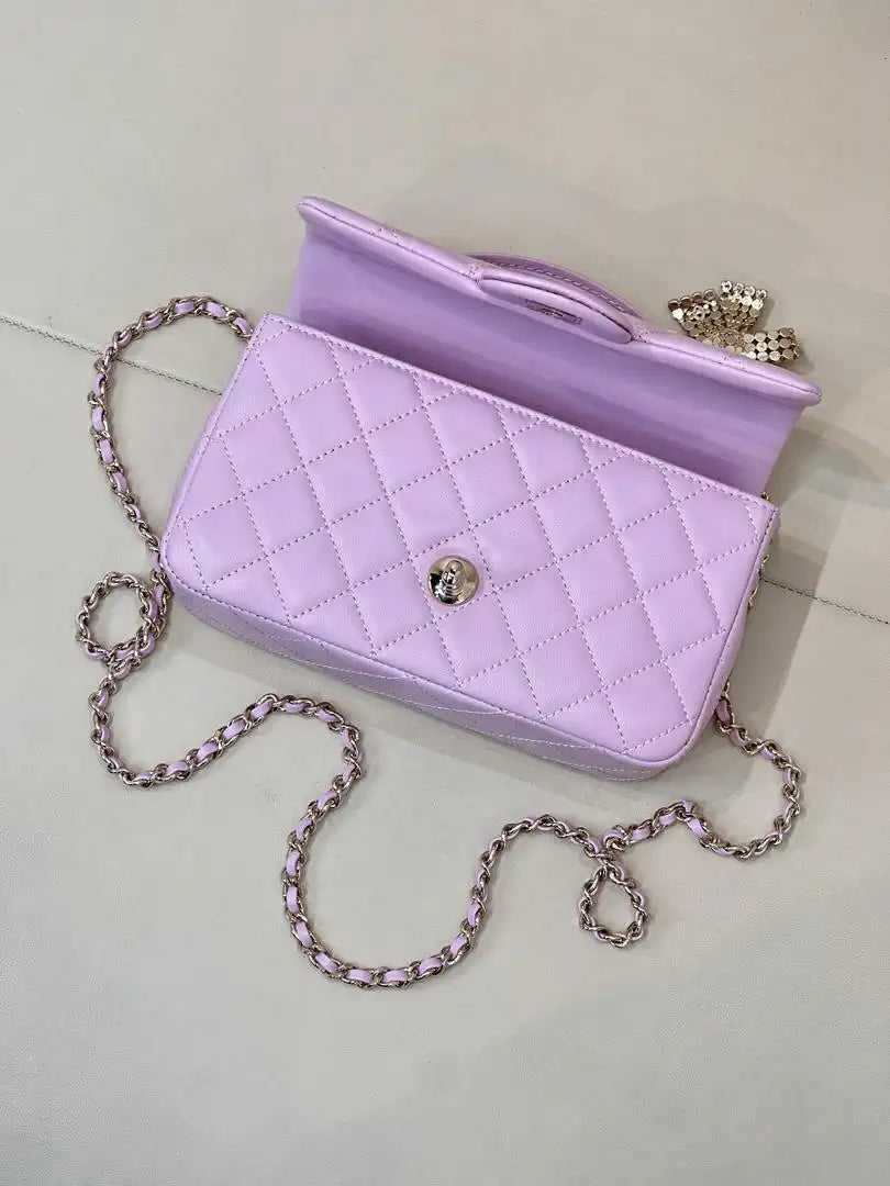 Chanel AS2431 Mini Classic Handbag With Top Handle CC19044  Strass & Gold-Tone Metal