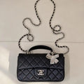 Chanel AS2431 Mini Classic Handbag With Top Handle CC19045 Strass & Gold-Tone Metal