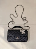 Chanel AS2431 Mini Classic Handbag With Top Handle CC19045 Strass & Gold-Tone Metal