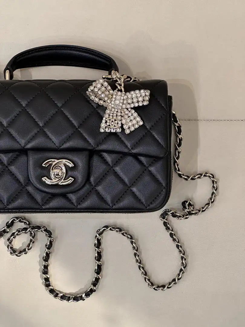Chanel AS2431 Mini Classic Handbag With Top Handle CC19045 Strass & Gold-Tone Metal