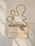 Chanel AS2431 Mini Classic Handbag With Top Handle CC19046 Strass & Gold-Tone Metal