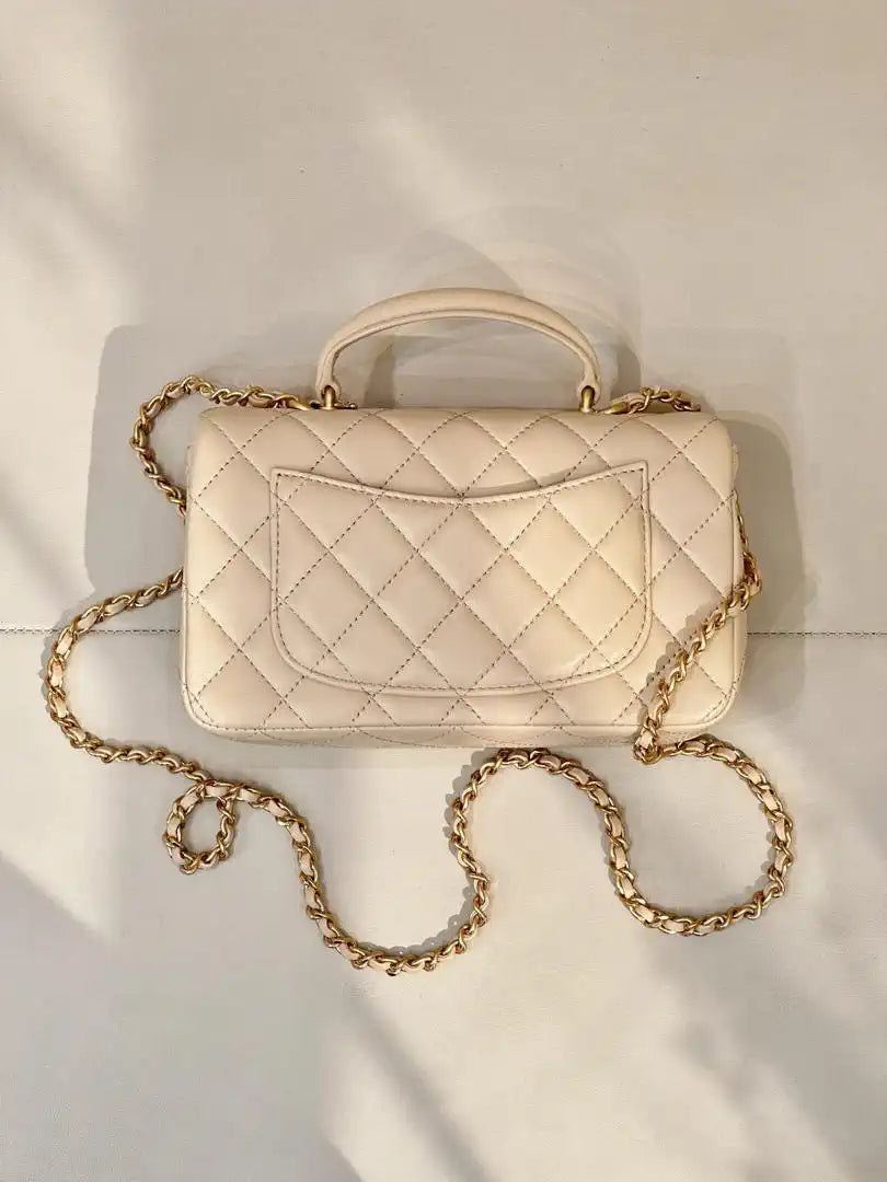 Chanel AS2431 Mini Classic Handbag With Top Handle CC19046 Strass & Gold-Tone Metal
