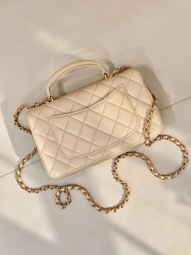Chanel AS2431 Mini Classic Handbag With Top Handle CC19046 Strass & Gold-Tone Metal