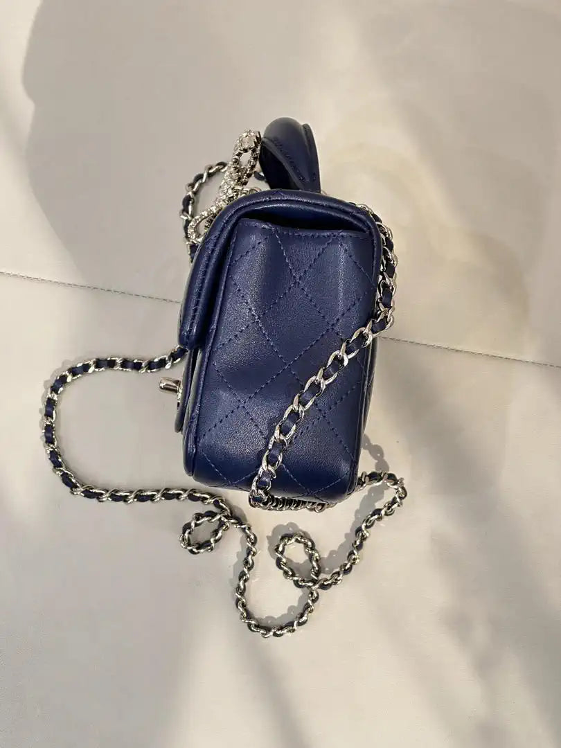 Chanel AS2431 Mini Classic Handbag With Top Handle CC19047 Strass & Gold-Tone Metal