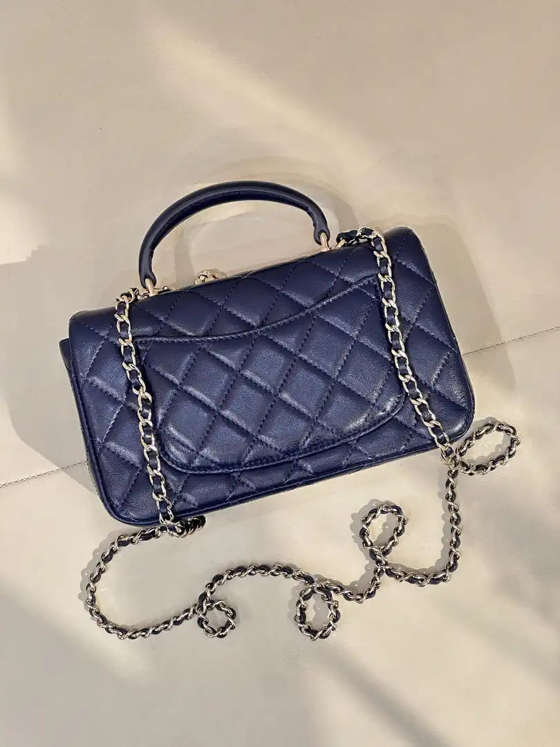 Chanel AS2431 Mini Classic Handbag With Top Handle CC19047 Strass & Gold-Tone Metal