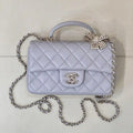 Chanel AS2431 Mini Classic Handbag With Top Handle CC19047 Strass & Gold-Tone Metal