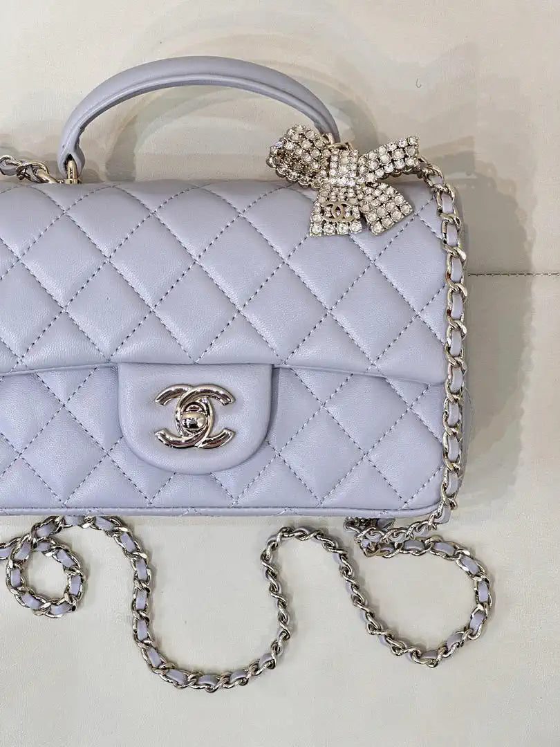 Chanel AS2431 Mini Classic Handbag With Top Handle CC19047 Strass & Gold-Tone Metal