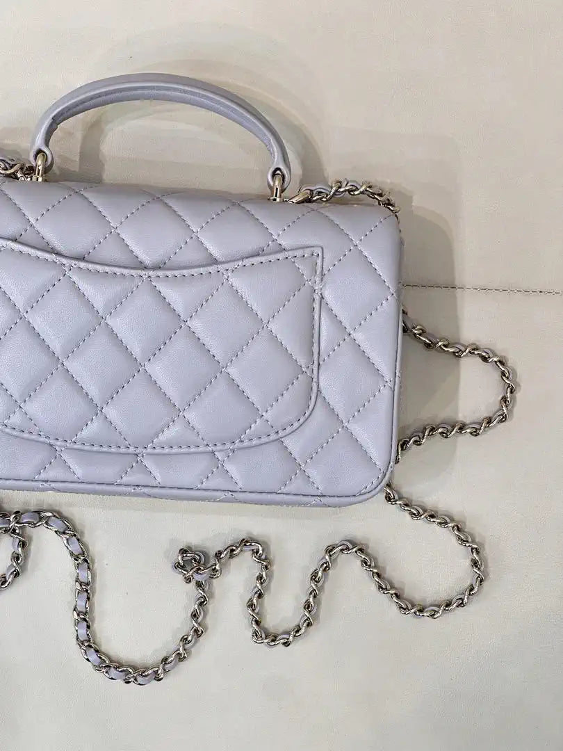 Chanel AS2431 Mini Classic Handbag With Top Handle CC19047 Strass & Gold-Tone Metal