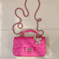 Chanel AS2431 Mini Classic Handbag With Top Handle CC19048 Strass & Gold-Tone Metal