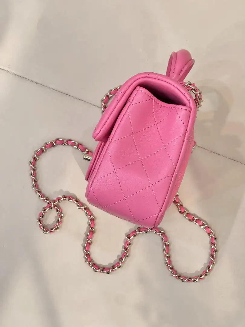 Chanel AS2431 Mini Classic Handbag With Top Handle CC19048 Strass & Gold-Tone Metal