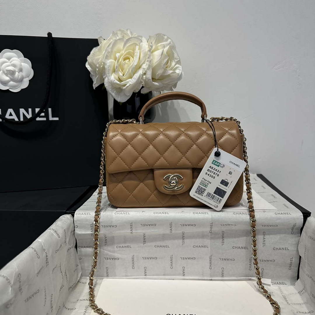 Chanel AS2431 Mini Classic Handbag With Top Handle Lambskin CC19012 - Default Title - View 1