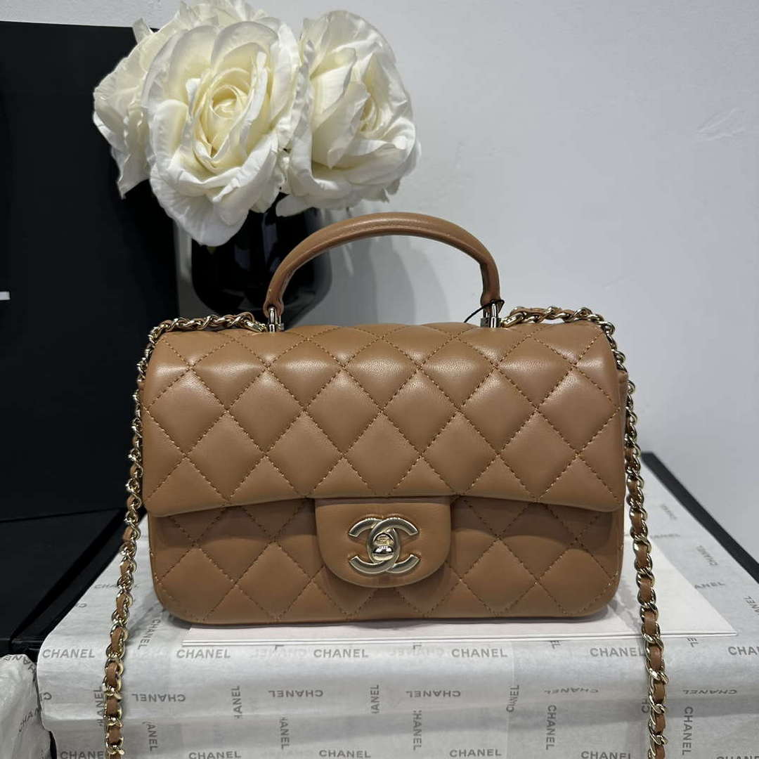 Chanel AS2431 Mini Classic Handbag With Top Handle Lambskin CC19012