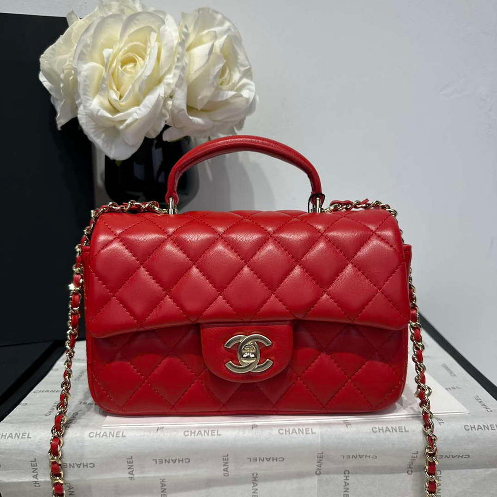 Chanel AS2431 Mini Classic Handbag With Top Handle Lambskin CC19014