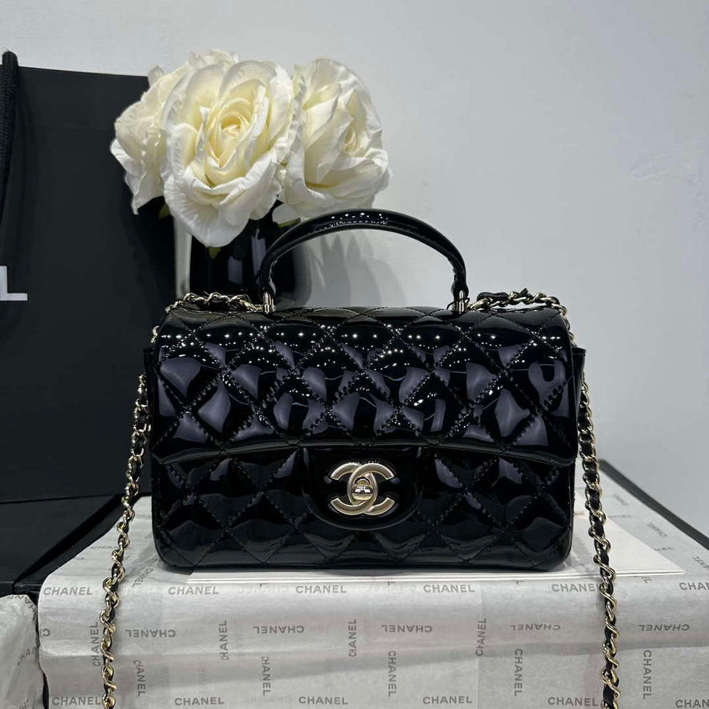 Chanel AS2431 Mini Classic Handbag With Top Handle Patent calfskin CC19020